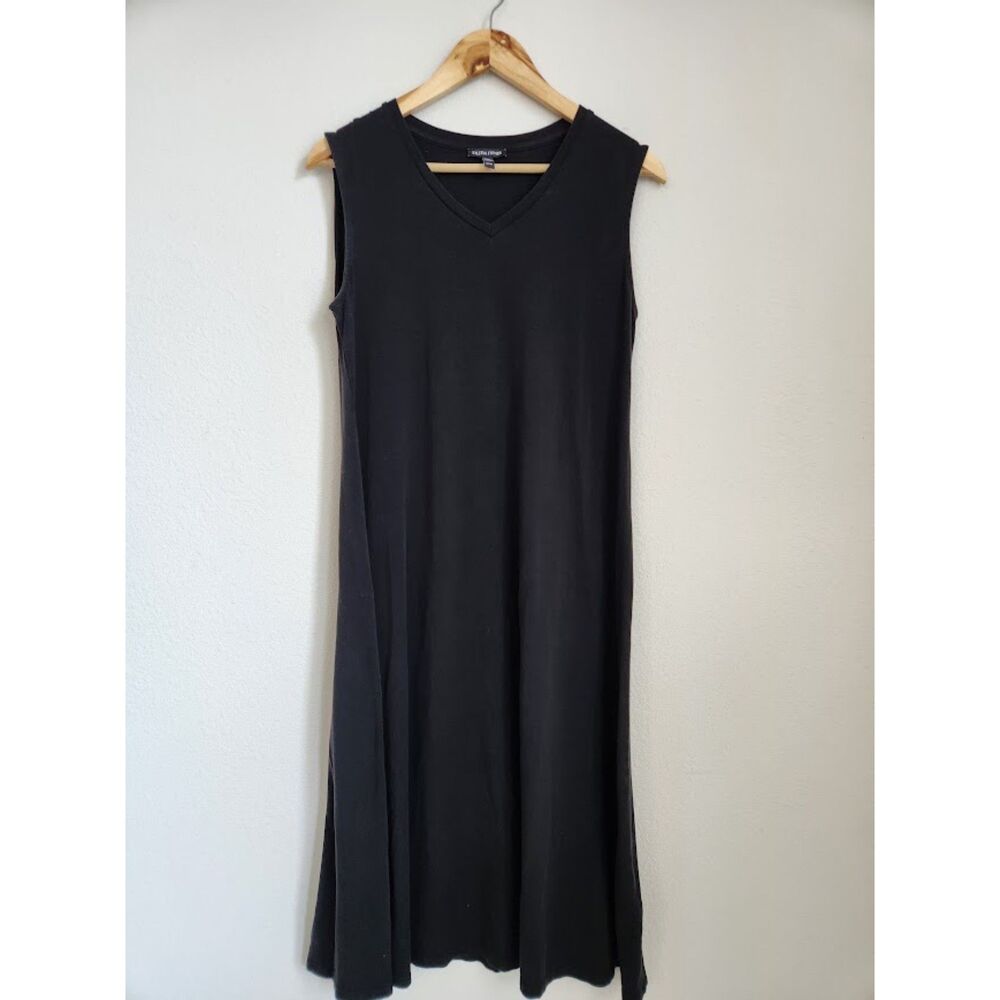 Eileen Fisher Black Sleeveless V-Neck Dress | Size XS/TP